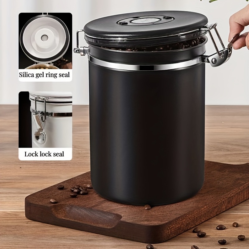  Recipiente de café hermético – Contenedor de café de acero  inoxidable sellado al vacío para café, azúcar, té, grano (4 tamaños) (S) :  Hogar y Cocina