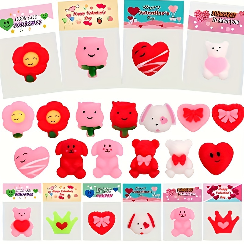 Top Quality 24pcs Valentines Squishy Bear Toy with Cards