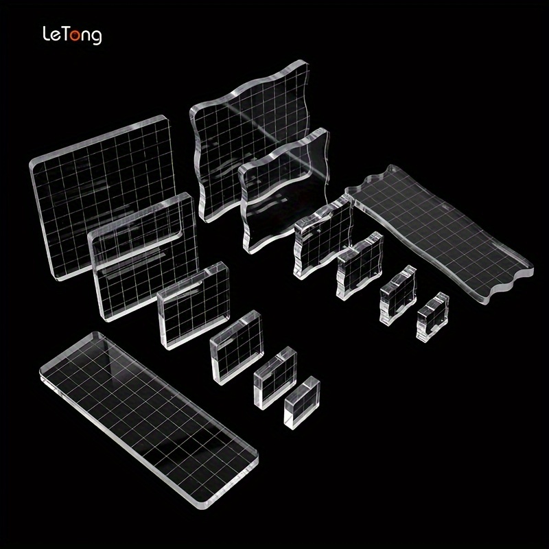 Acrylic Clear Stamp Blocks Set, Stamping Plates Tools with Grid Lines for  Scrapbook, DIY Crafts Making Supplies