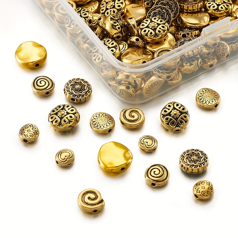 160pcs Golden Beads Assorted Patterns DIY Jewelry Making