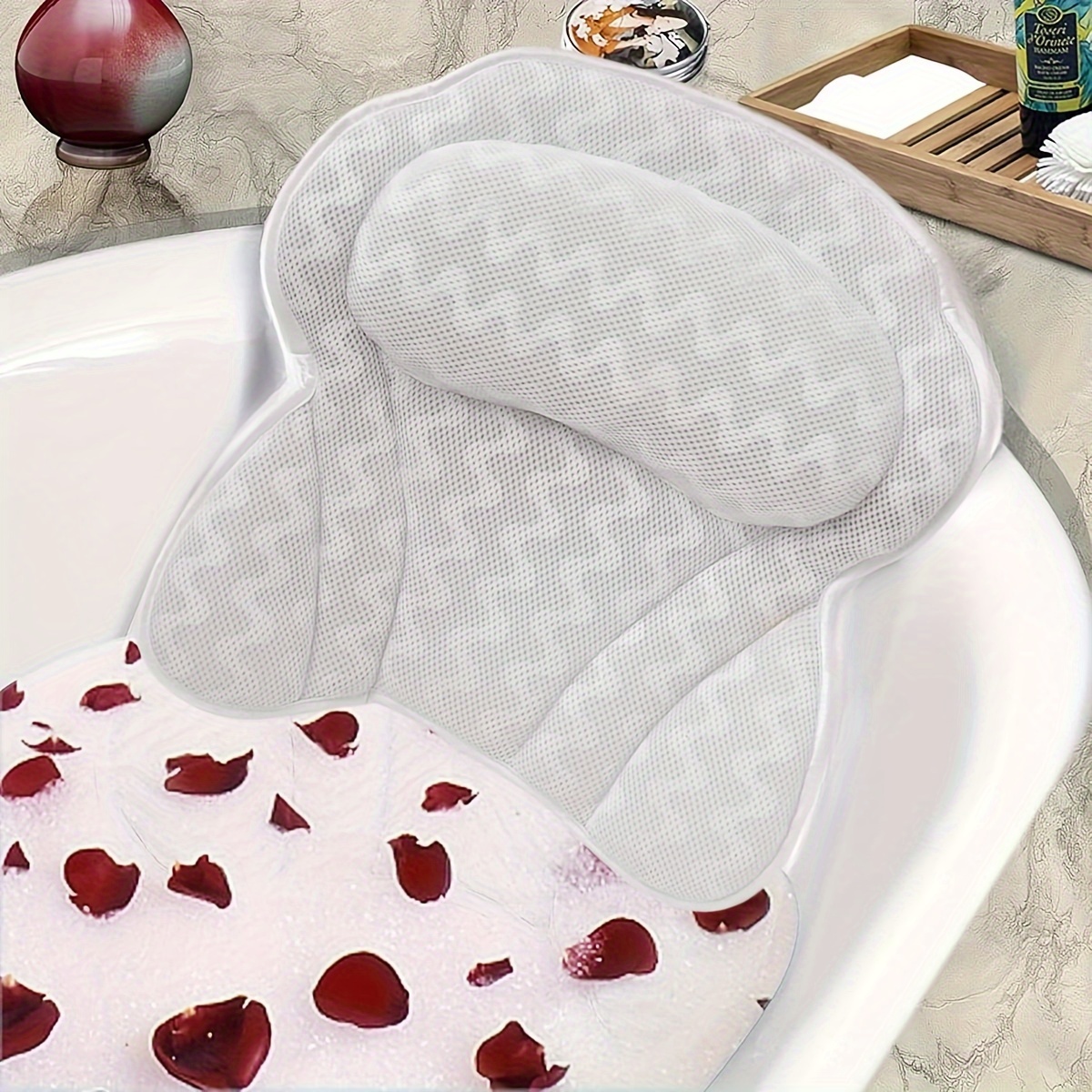 Bathtub Pillow, PVC Foam Long Bathtub Mat With Pillow Suction Cup Bathtub  Mat Shower Anti-slip Mat With Pillow, For Men And Women Daily Bath