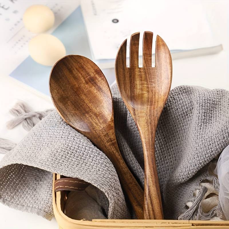 Cuillère Et Fourchette Bébé En Acier Inoxydable - Manche En Bois, Sécurité Anti-étouffement, Idéal Pour Les Premiers Repas