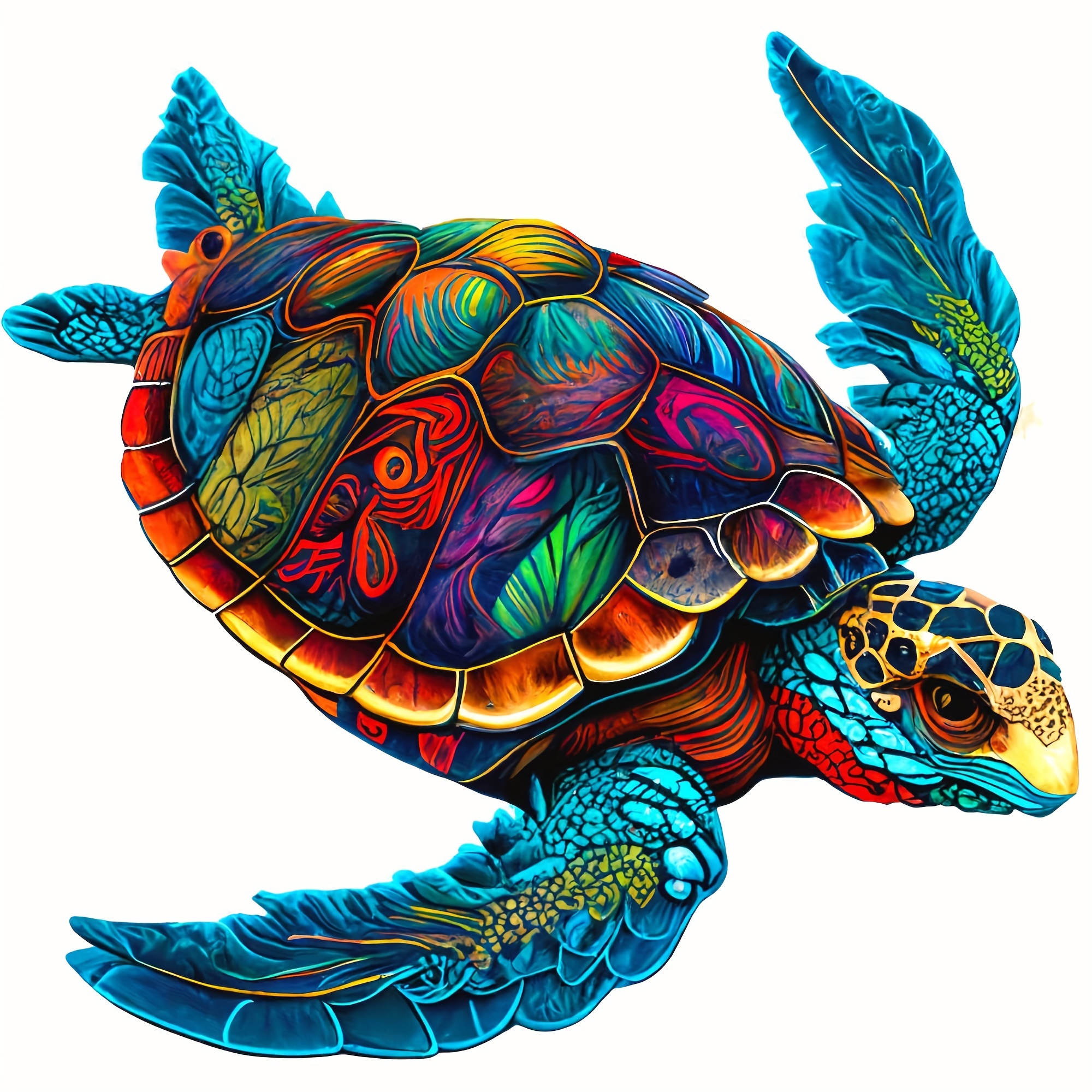 Sea Odyssey: Sea Turtle Wooden Puzzle - Handmade Sea Art Designed For ...