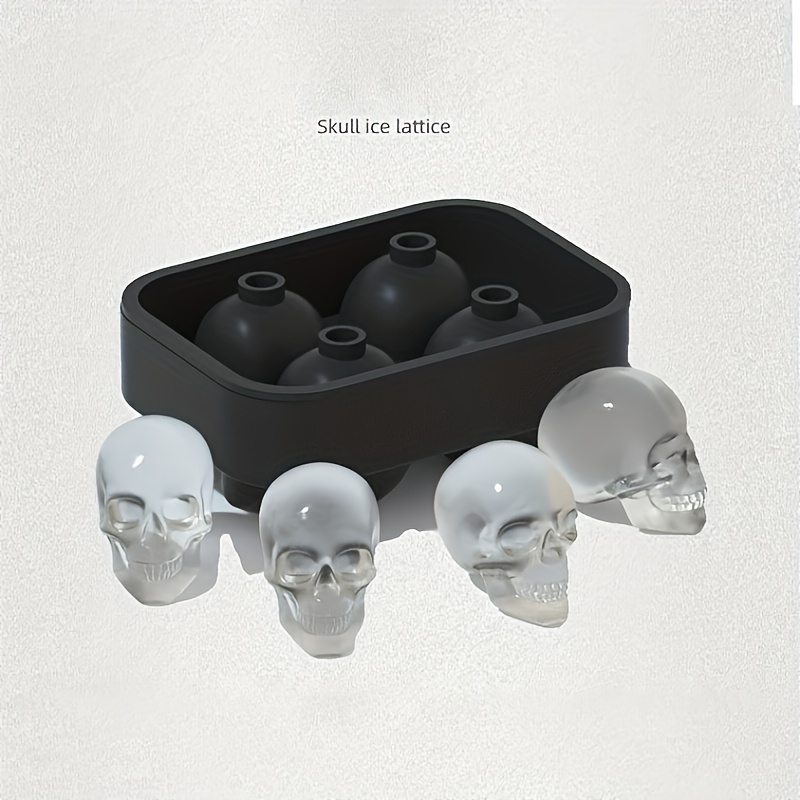 Skull mold DIY 3D Easy Release Silicone Ice Mold 4 Skulls，for  Christmas，Halloween Decor， Whiskey, Cocktails,Gift for Dad