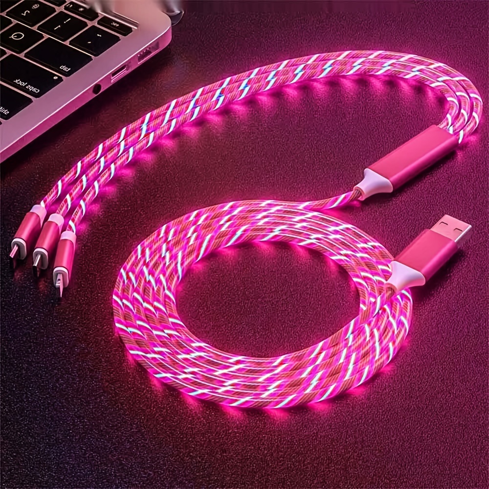 Led fließende USB Kabel,1.2M fließendem Licht Ladekabel Multi 3in1