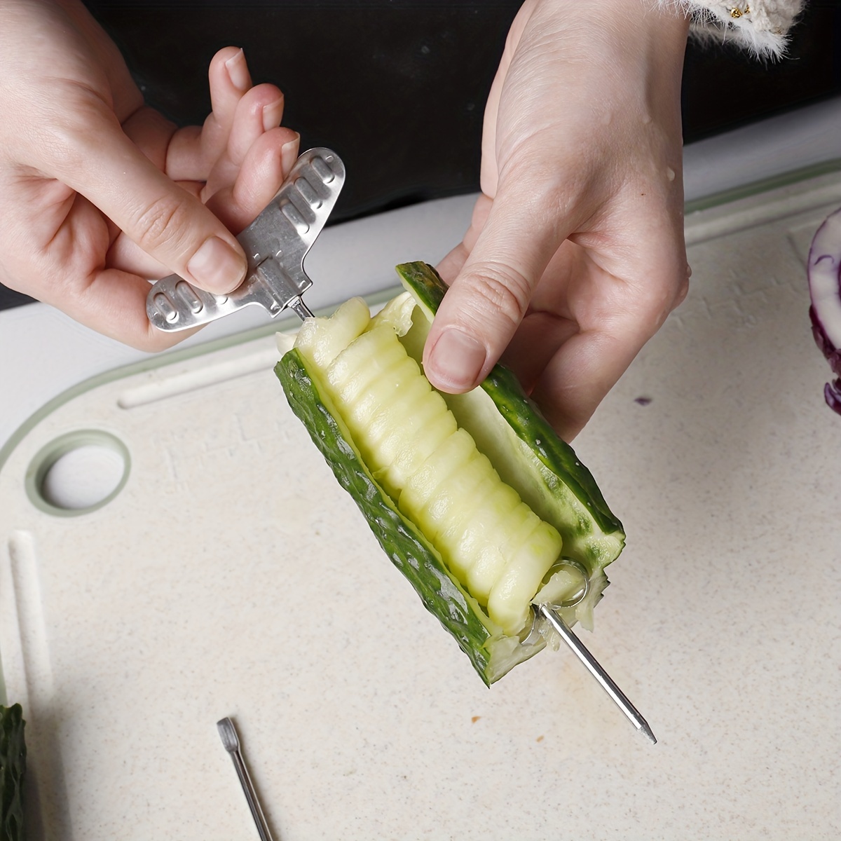 Spiral Slicing Knife For Fruits And Vegetables Effortlessly - Temu