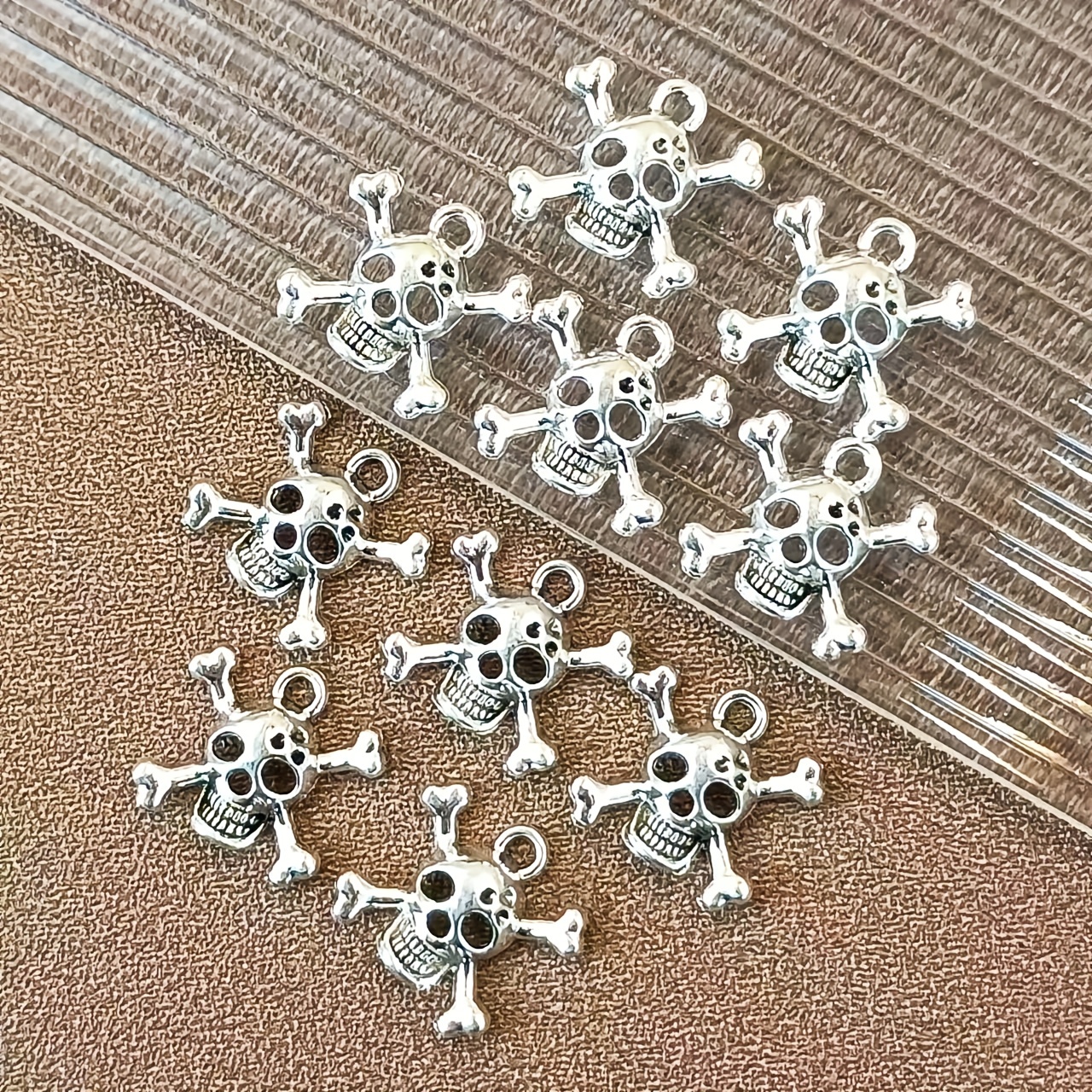 20pcs Pirate Cross Skull Pendant Additions Necklace Charm Bracelet Zipper Keychain Hanging