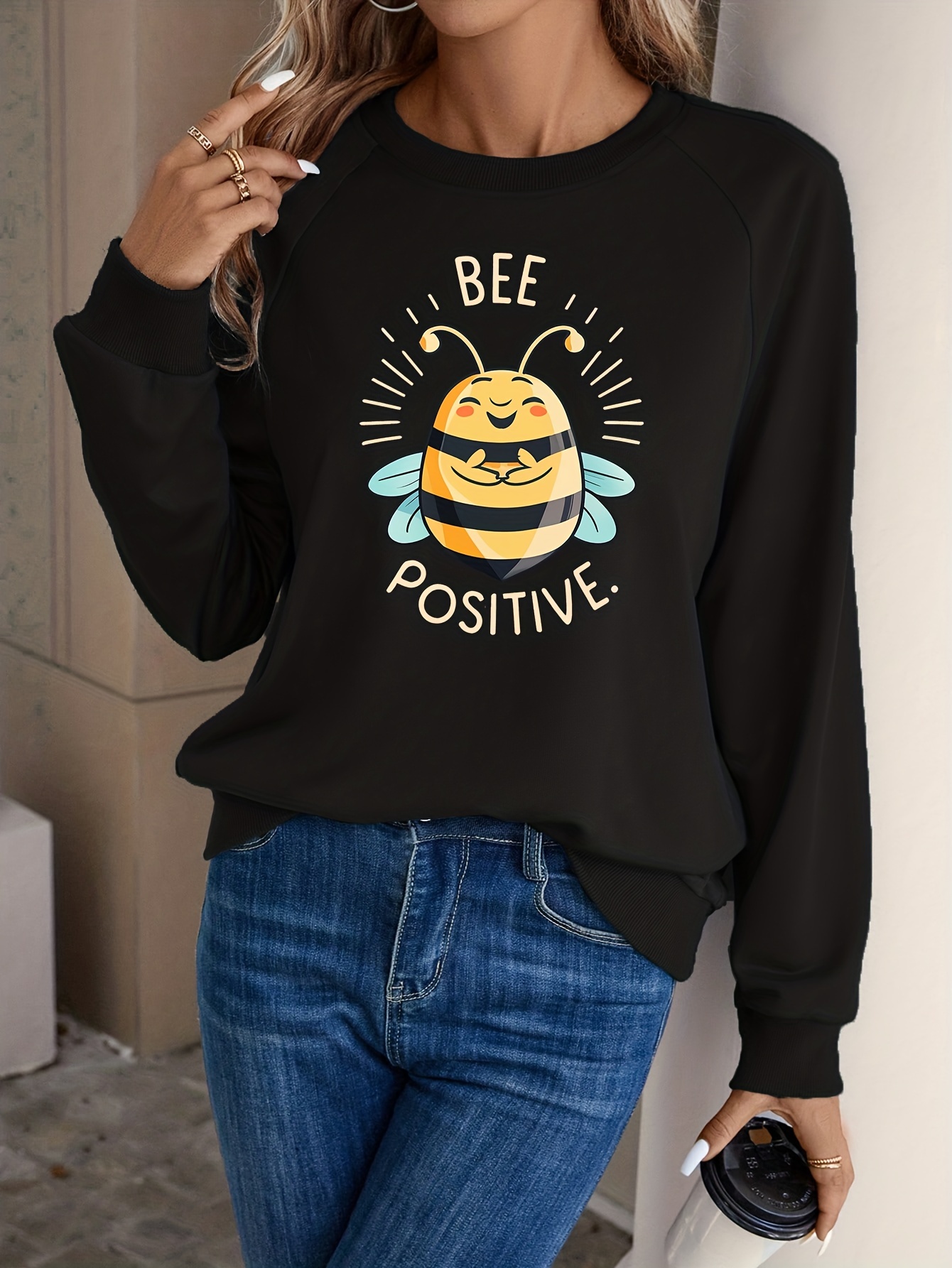 Sudadera Deportiva Cuello Redondo Manga Larga Gráfico Abeja - Temu