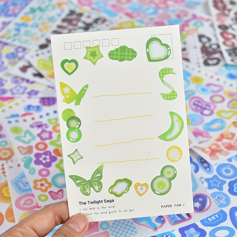 Glitter Scrapbook Sticker Set- 30Pcs/Set, Butterflies Flowers Numbers  Letters Love Heart, DIY Kpop Photocard Planner Journal Decal, Student  Supplies 