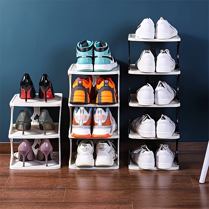 Multi tier Plastic Foldable Shoe Rack Stackable Detachable - Temu