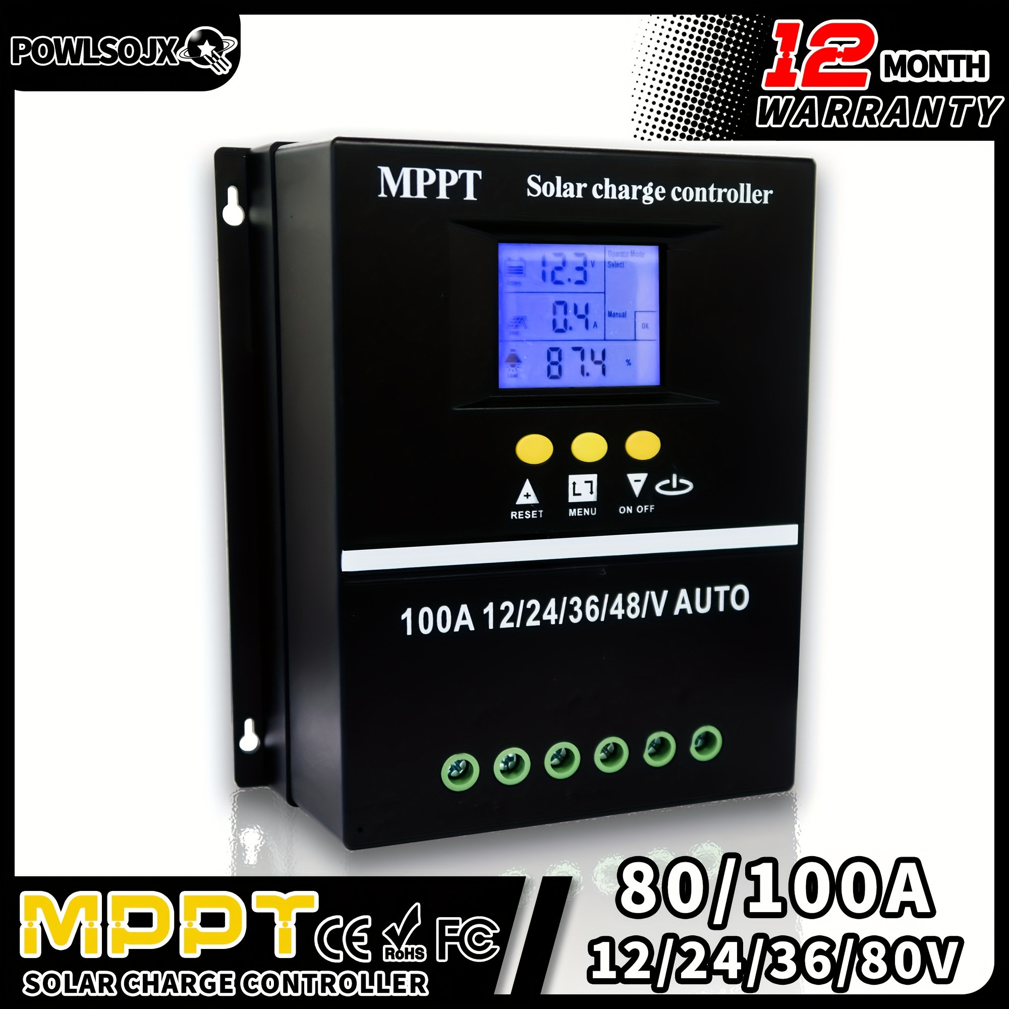 100A 12V/24V/48V MPPT Solar Charge Controller