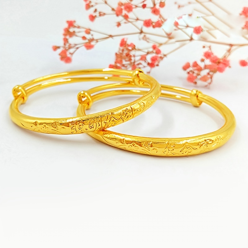 2Pcs/Set Baby Gold Plated Adjustable Bangle Bracelet Decorative Accessories for Boys and Girls Children Birthday Gift (Gift Box Not Included),Temu