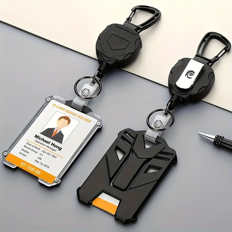 Porte-Badge rétractable longue lanière avec porte-carte d'identité,  fournitures de bureau, porte-Badge, porte