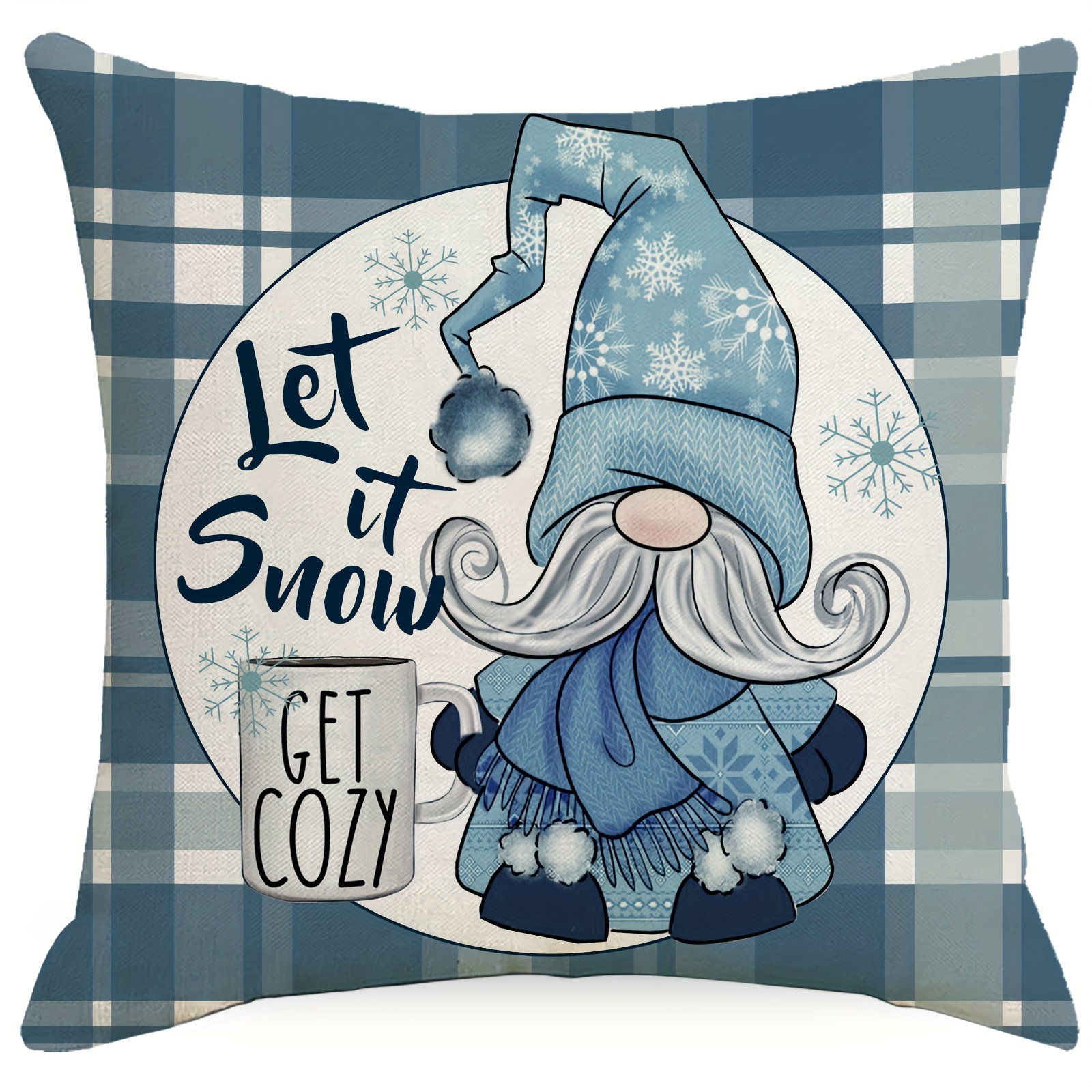 Merry Christmas Decorative Christmas Dwarf Snow Blue Print - Temu