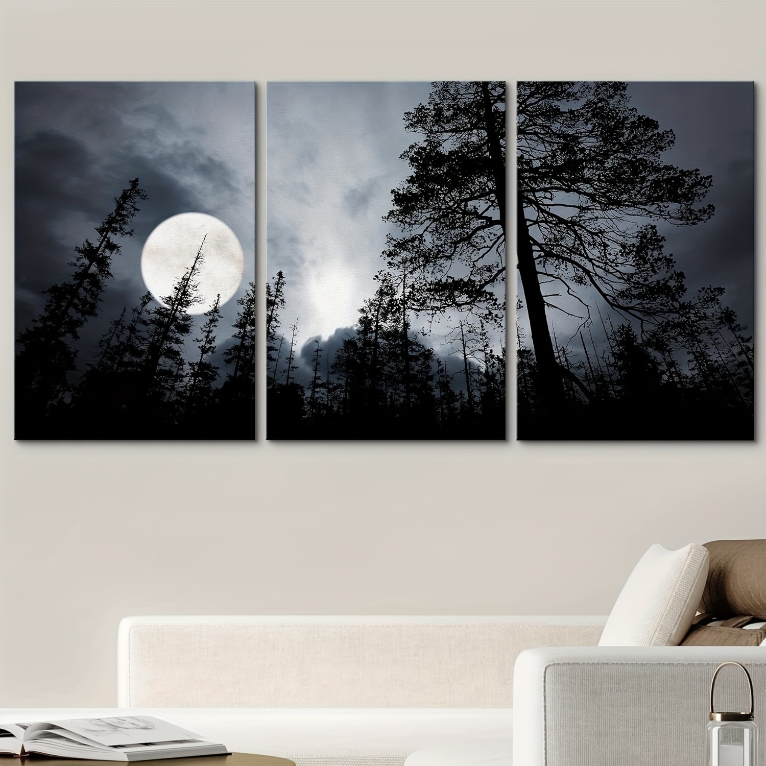 Black And White Forest Canvas Wall Art Paintings For Living - Temu