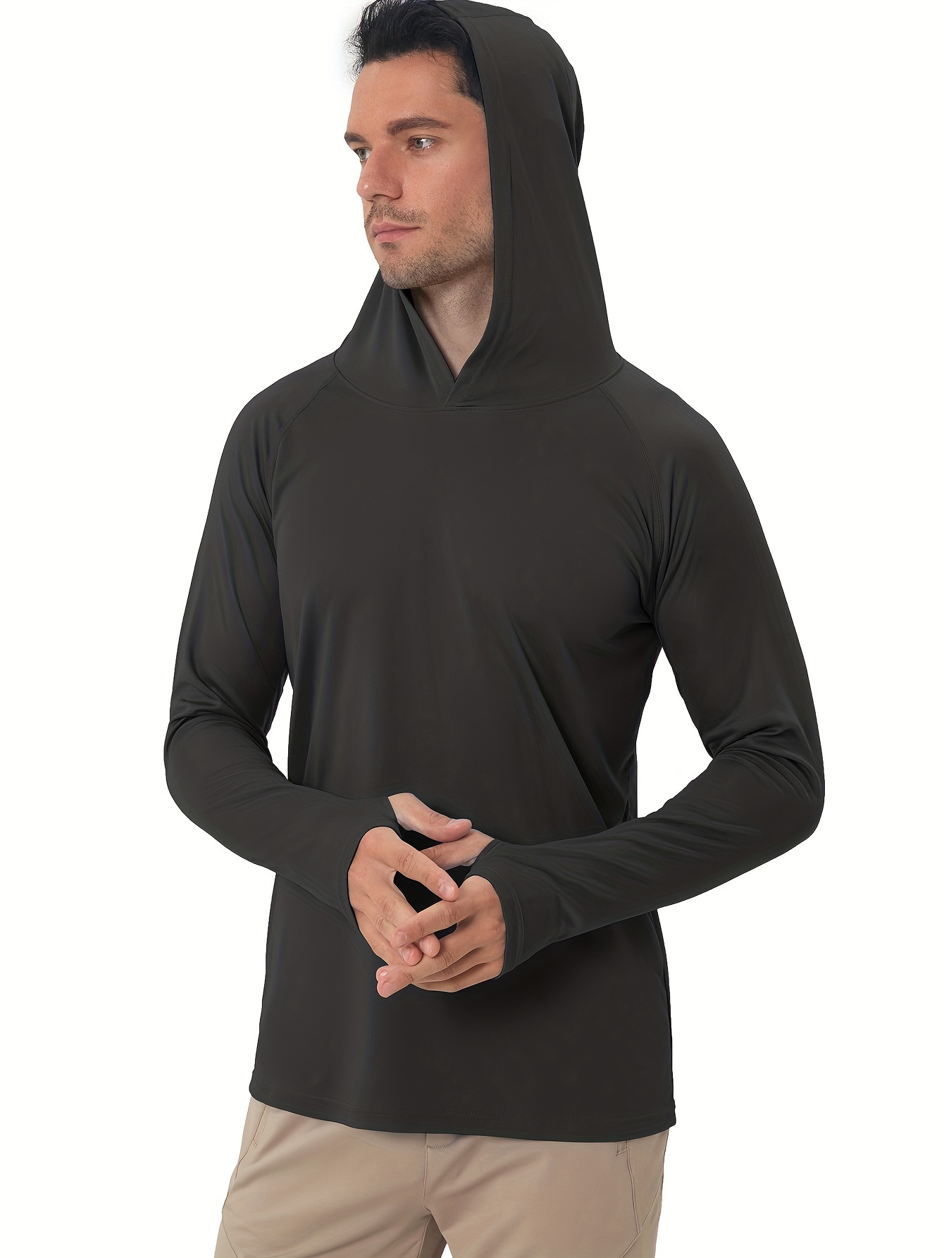 Men's UPF 50+ Sun Protection Hoodie, Long Sleeve Comfy Quick Dry Tops For Men's Outdoor Fishing Activities
