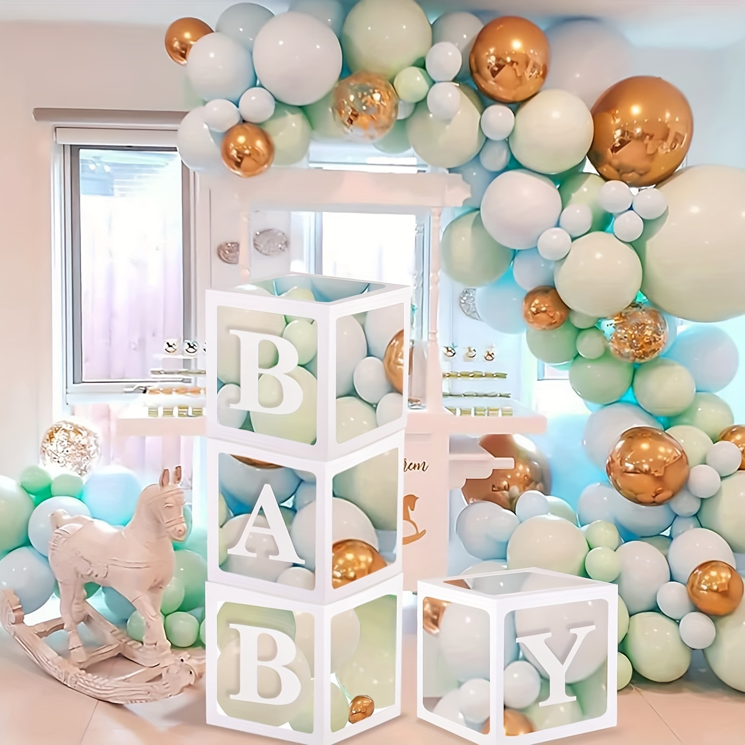 4 Piezas Cajas Bebé Letras Cumpleaños Baby Shower Bloques - Temu