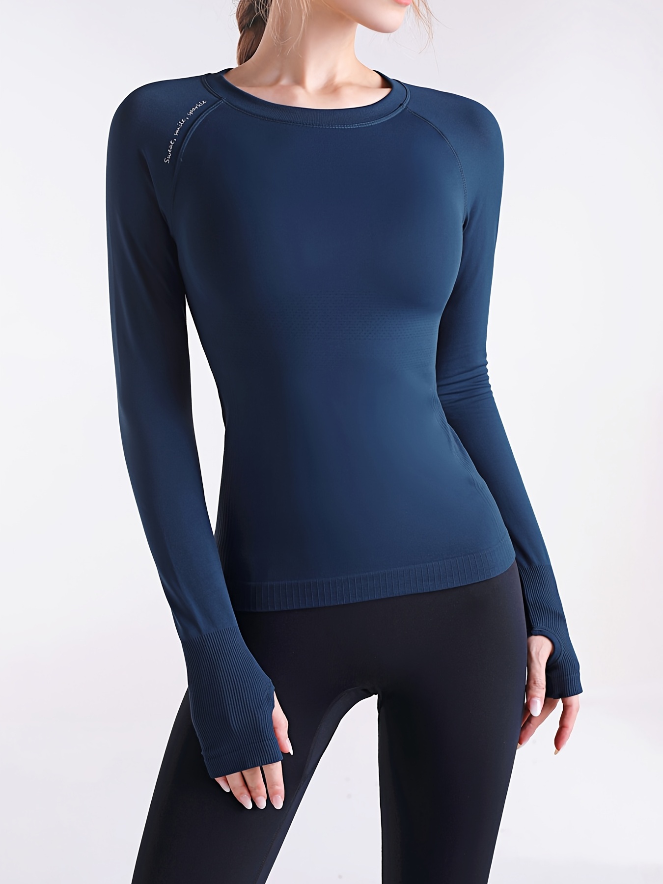 IROINID Savings Dry Fit Shirt Women Long Sleeve Gym Clothes for Women  Running Training Lean, Quick, Dry, Breathable, Tight And V-neck Yoga  Tops,Blue