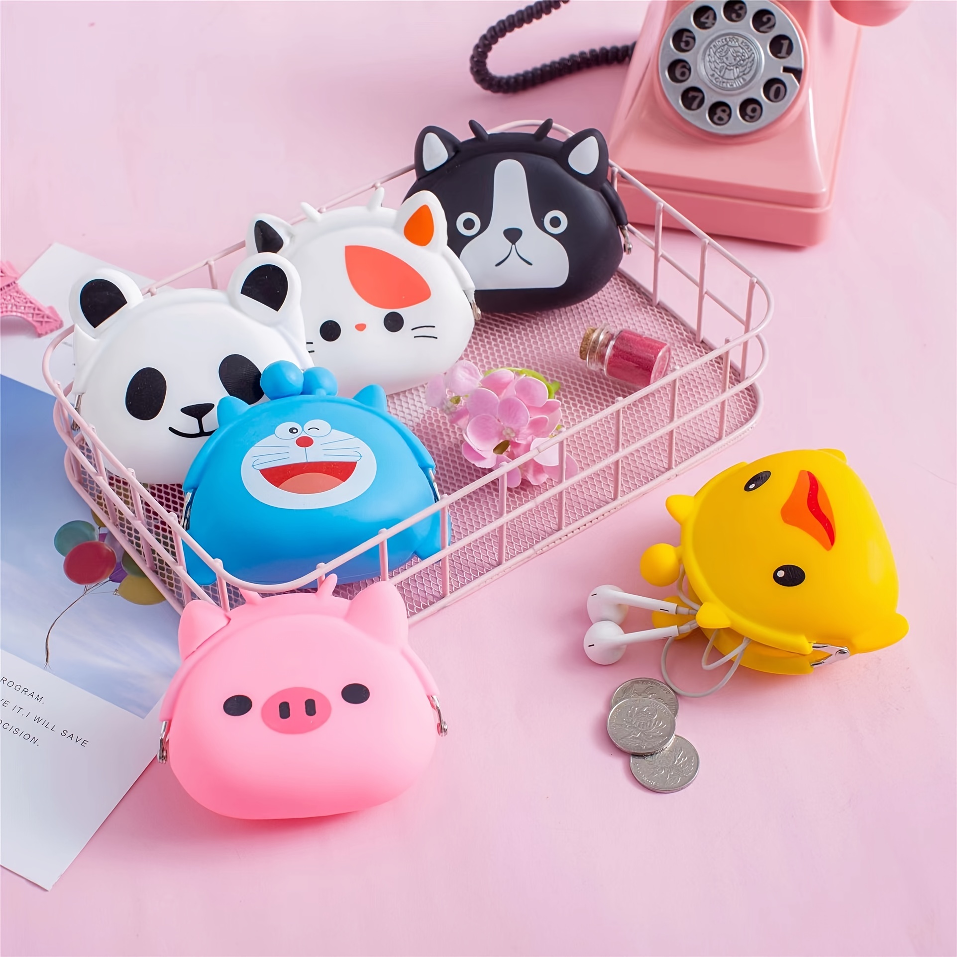 Ice Cream Cats Coin Pouch / Cute Small Kawaii Coin and Card 