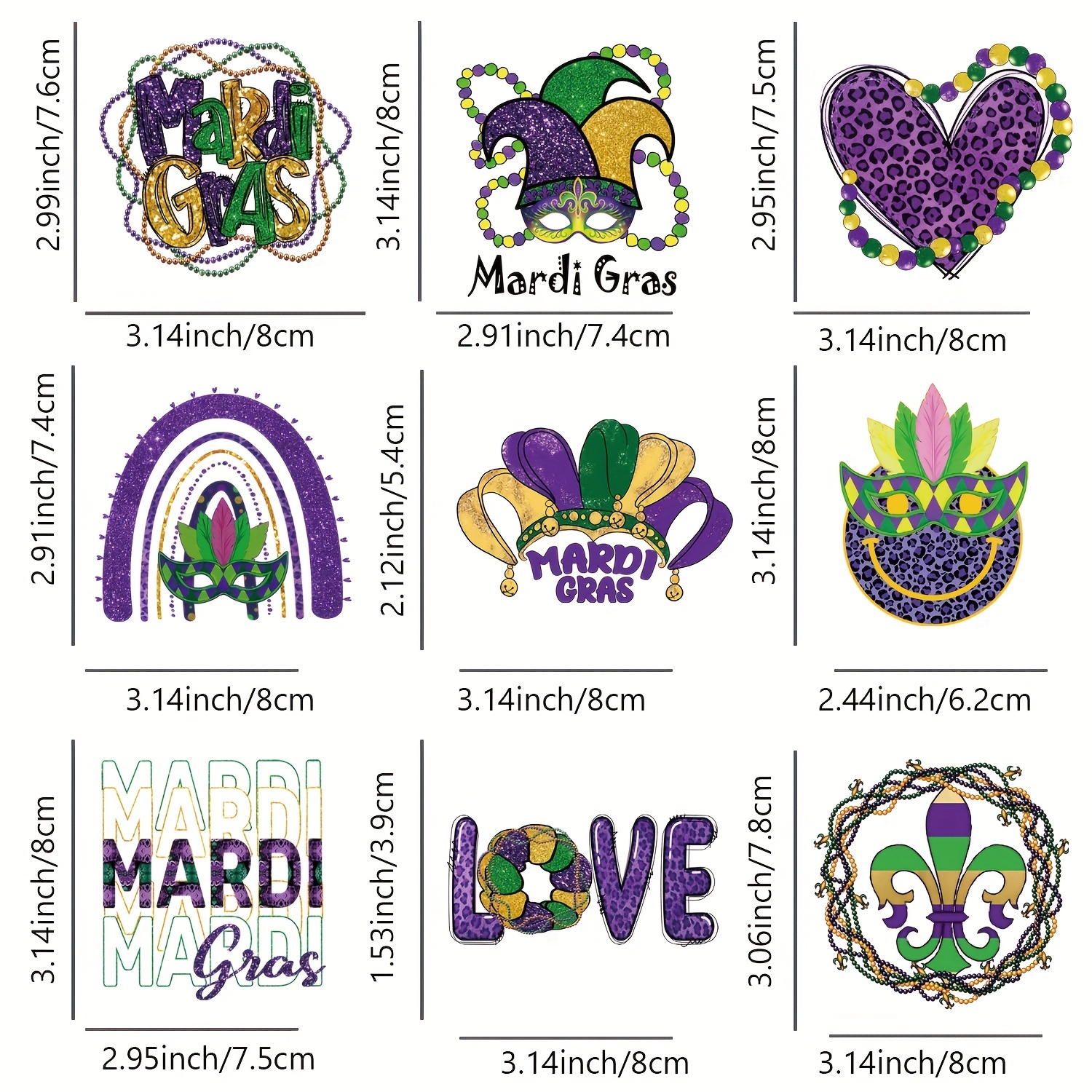 MARDI GRAS Sequin Iron On Patch Sets