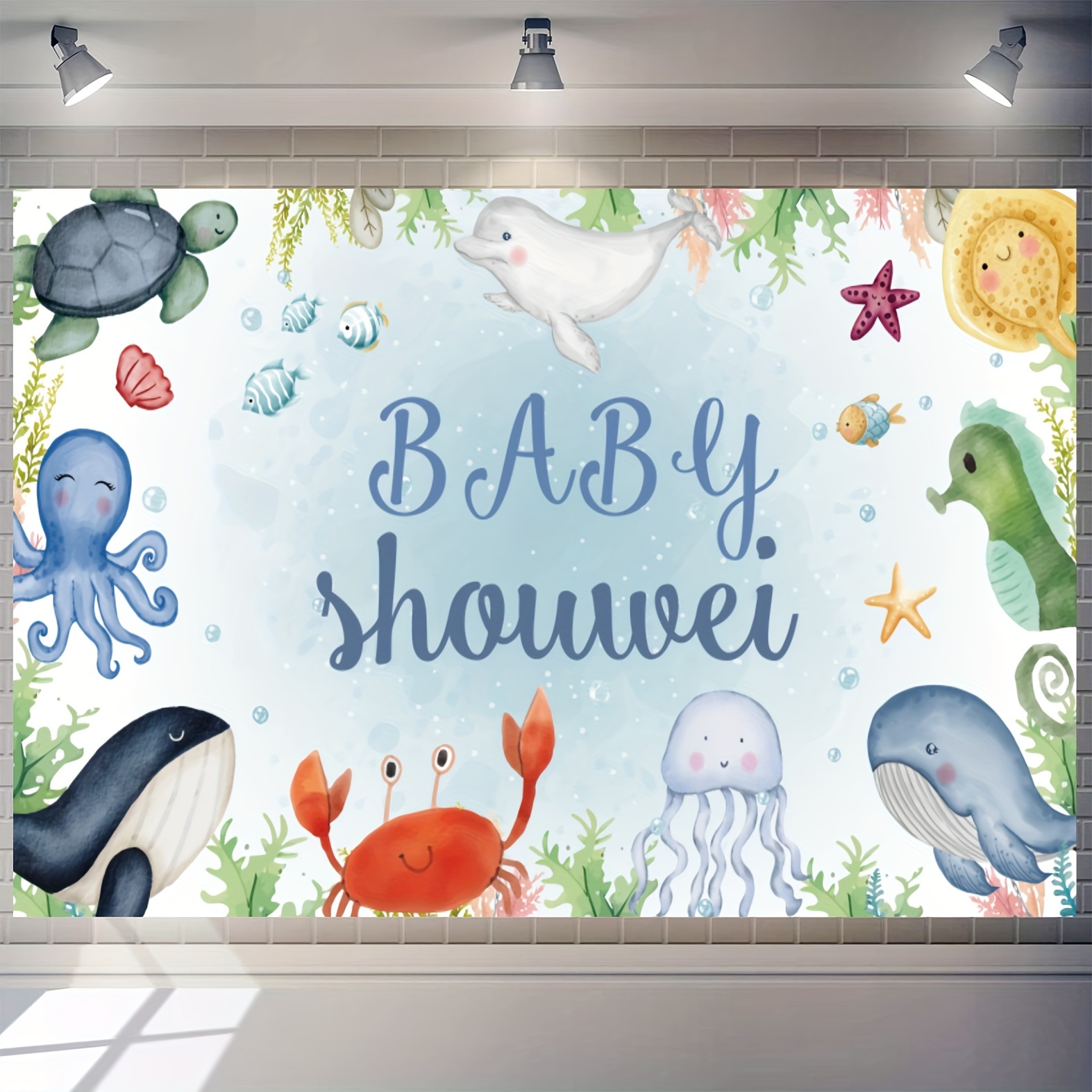 Undersea Baby Shower Background Summer Blue Ocean Boy Girls - Temu