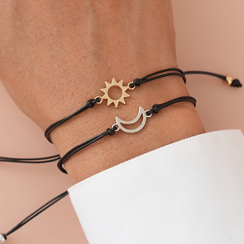 

Ensemble de 2 Bracelets Charme Soleil et - Bracelets Tressés d' et de Couple en Ajustable, Breloques en , Idéaux pour ou pour Offrir, Cadeau pour les Aînés, Cadeau pour le Ramadan