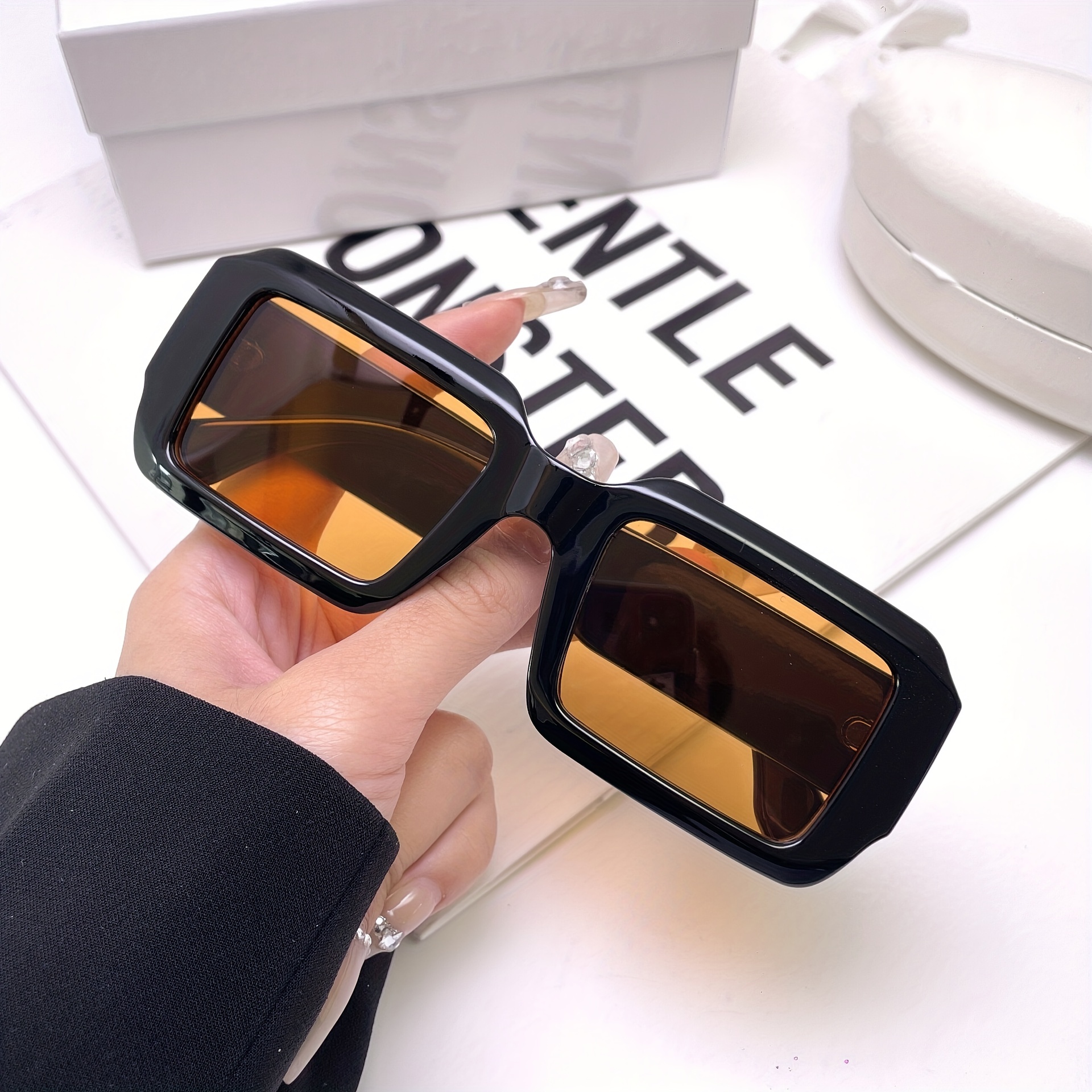 Candy Color Hip Hop Sunglasses Large Frame Square Sunshade Sunglasses Women  Gradient Color Vintage Punk Driving Eyewear - Temu