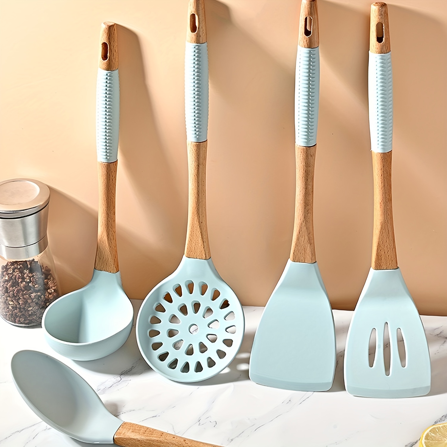 Silicone Cooking Utensils Set Non-Stick Spatula Shovel Soup Spoon