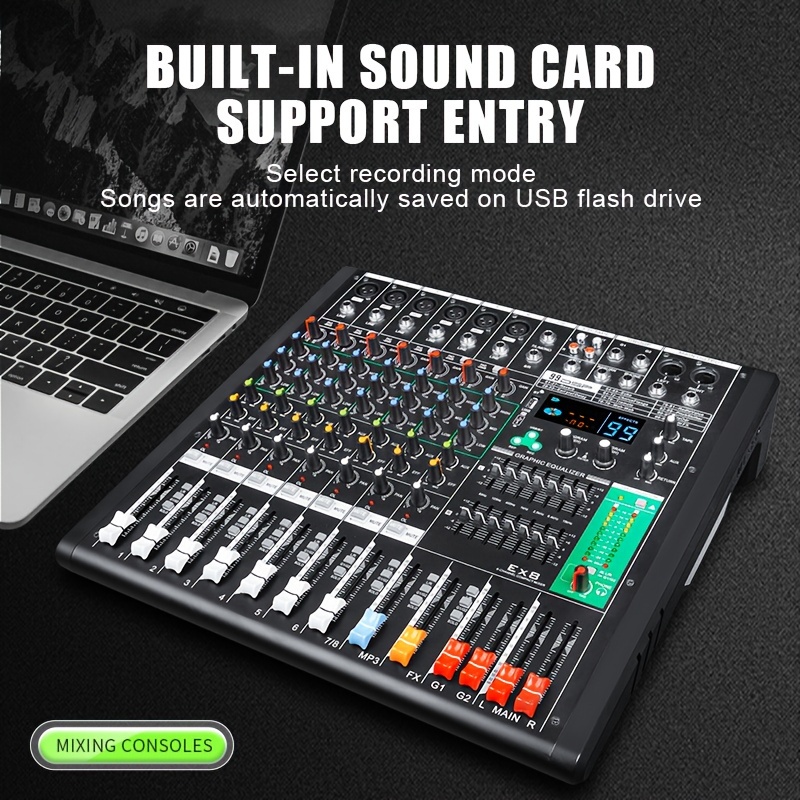ex8 8 channel mixer with 99dsp effects usb for pc recording