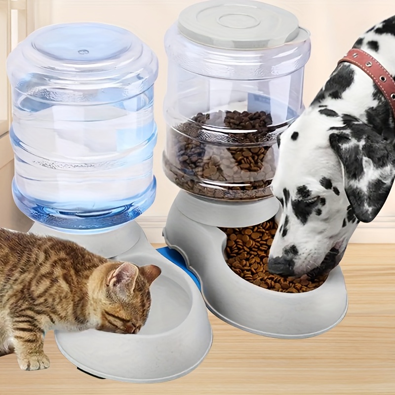  Dispensador automático de agua para perros y gatos, fuente de  gravedad para múltiples mascotas, juego con cuenco para mascotas para perros  medianos, cachorros, gatitos, capacidad de 1 galón/3.8 L, no 