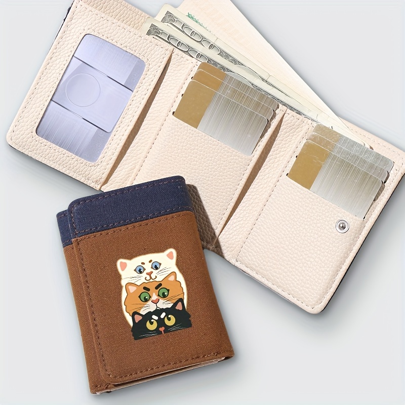 Japanese Cat Pattern Men's Short Wallet Casual Canvas Oxford Cloth Men's  Wallet Ultra-thin Wallet Simple To Put Driver's License Young Men's Wallet  - Temu