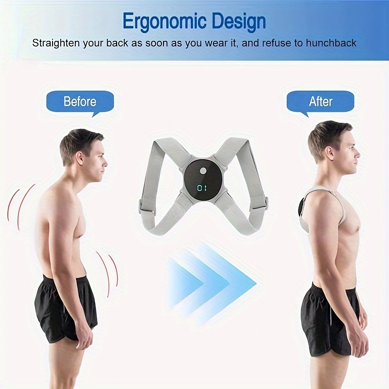 Smart Posture Corrector with Sensor Vibration Reminder for Men and Women,  Backmedic Posture Reminder for Teens Kids with Adjustable Angle and Strap  Help to Keep Right Posture black universal