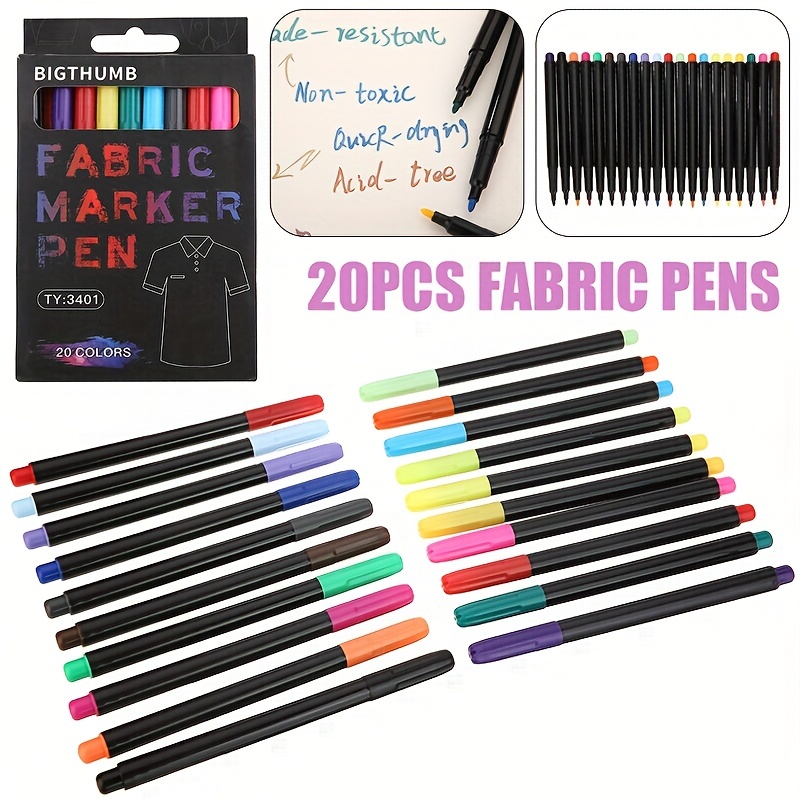 20pcs Fabric Markers Pens Set Non Toxic, Indelible And Permanent Fabric  Paint Fine Point Textile Marker Pen Pens Fine Point Tip