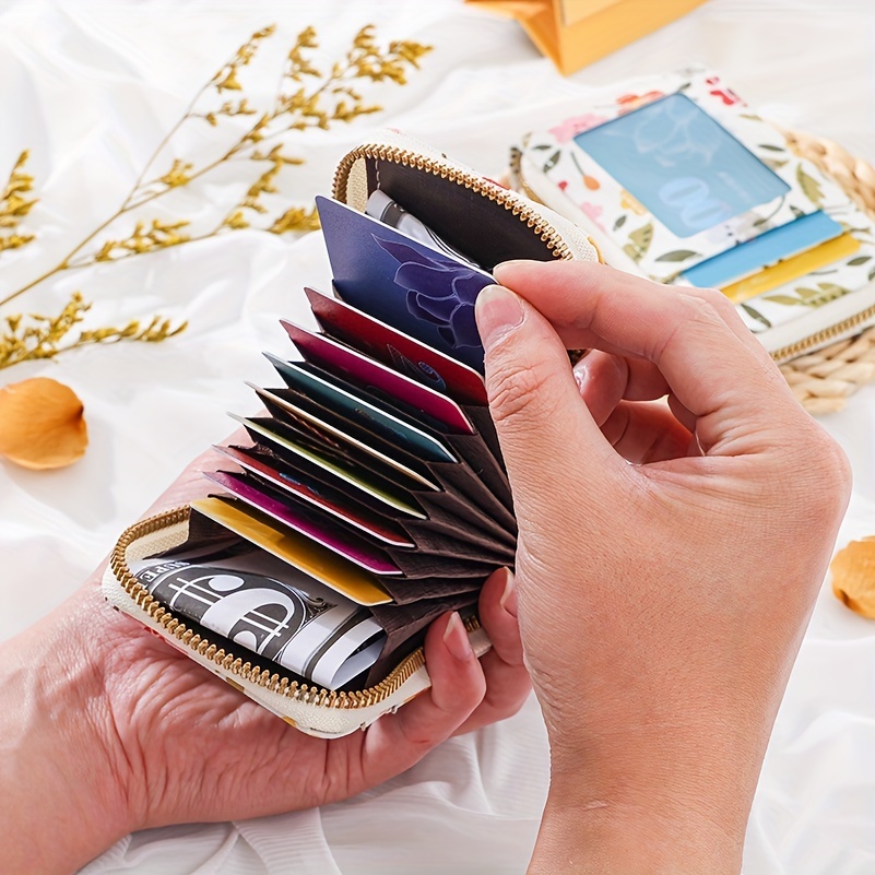 Portable Card Holder Wallet, Short Zipper Around Purse With
