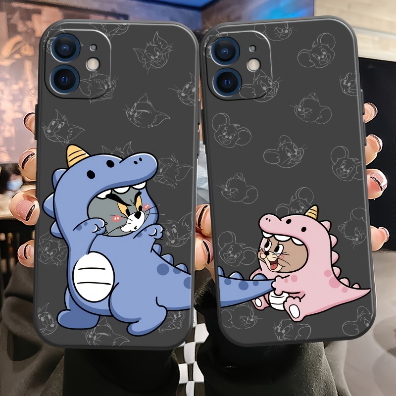 Couples Dinosaur Anime Cartoon Cute Silicone Phone Case for iPhone 11, 12, 13, 14