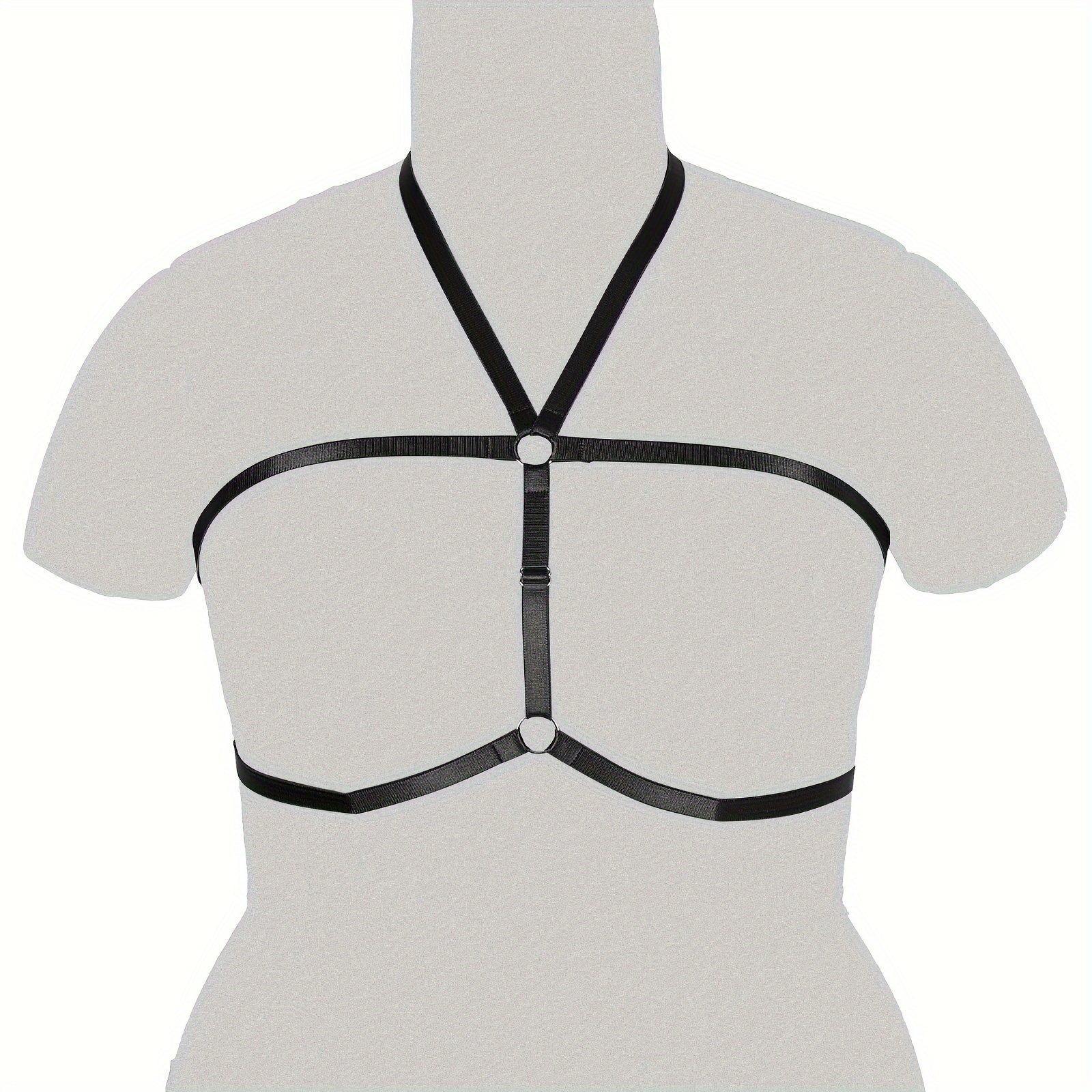 Plus Size Black Harness Women Simple Elastic Cupless Bra - Temu Canada