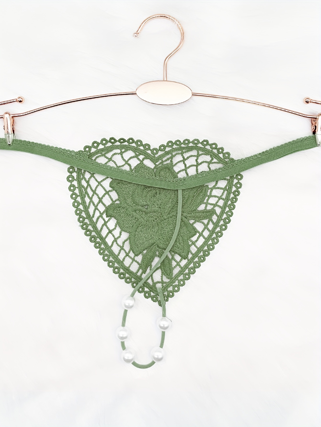 Floral Embroidery Thongs Sultry Hollow Faux Pearl Panties - Temu Canada
