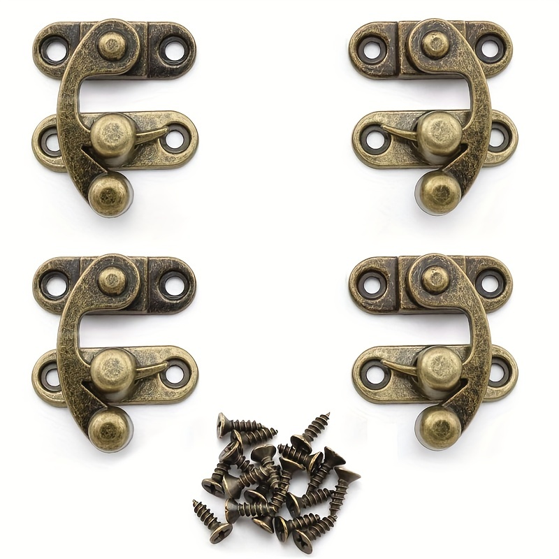 Hook-Latches Swing Hook Clasp Metal Antique Brass Jewellery Box Latch Catch  Trinket with Rivet