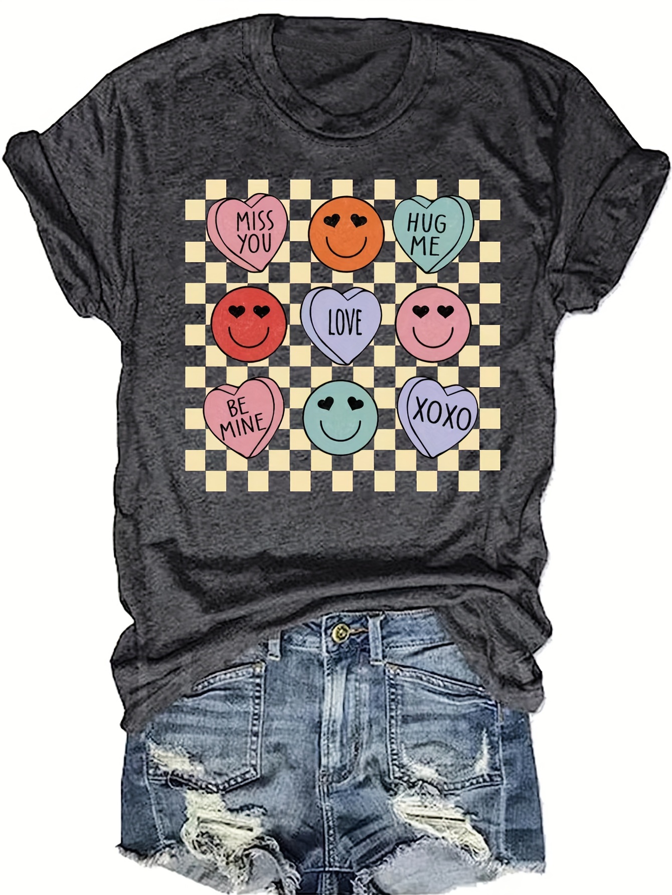 Women's Valentines Day Shirts Love Heart Print 3/4 Sleeve T Shirt Blouse  Trendy Round Neck Tunic Tops Tee Blouses at  Women's Clothing store