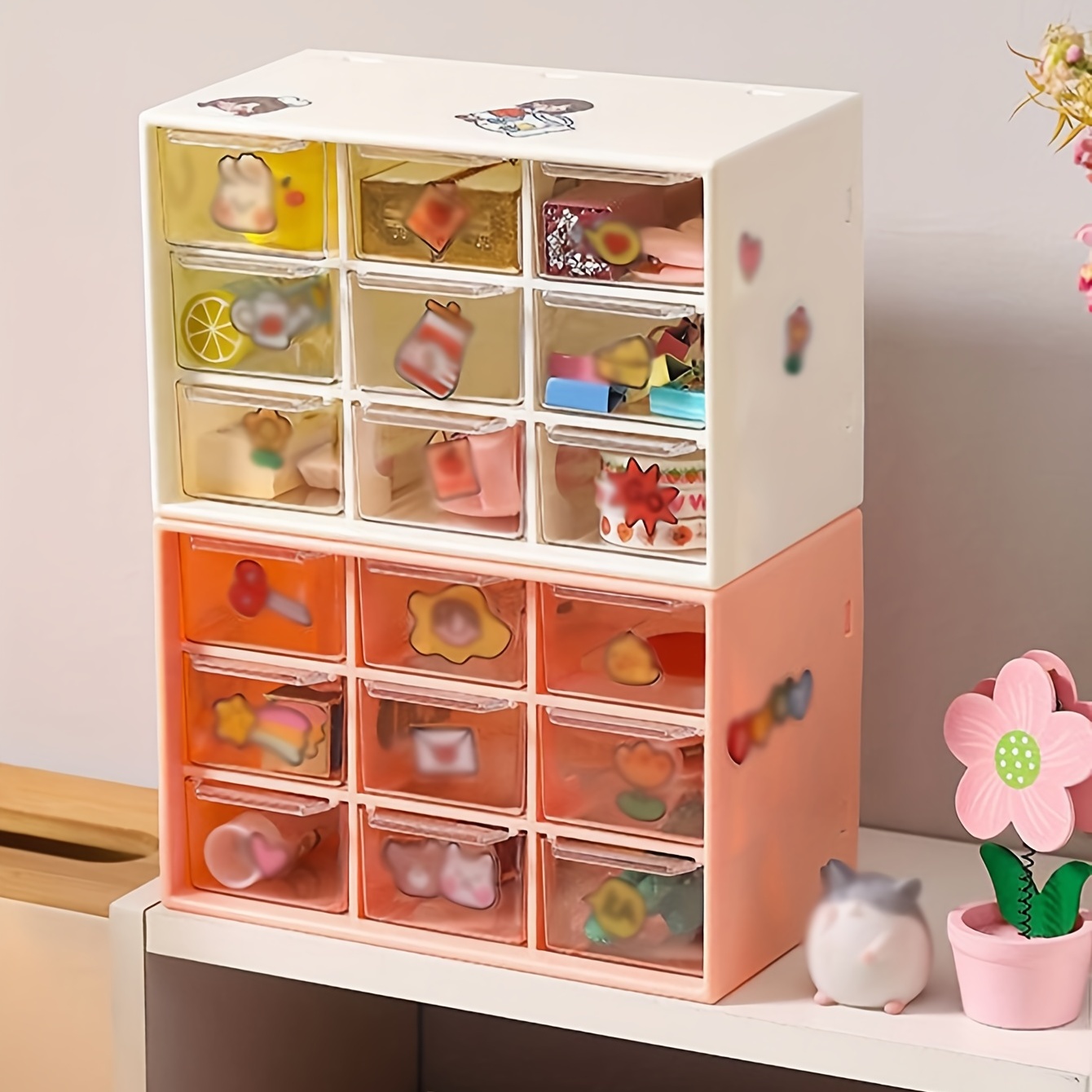 1pc Art Supplies Storage Box, Transparent Drawer Type Storage Box, Student  Desktop Three-layer Jewelry Plastic Portable Dustproof Storage Cabinet,  Suitable For Art Supplies Storage, Student Desktop Storage Occasion