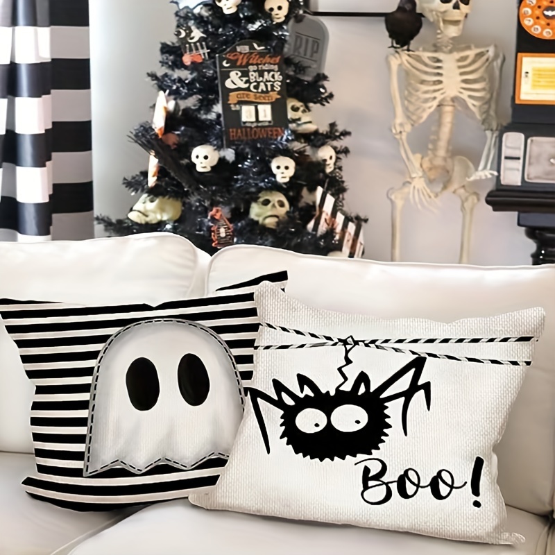 Halloween Pillow Covers, Striped Polka Dots Spooky Ghost Jack O'lantern  Pumpkin Boo Decor Holiday Cushion Cases Party Decoration For Home Sofa,  Without Pillow Inserts - Temu