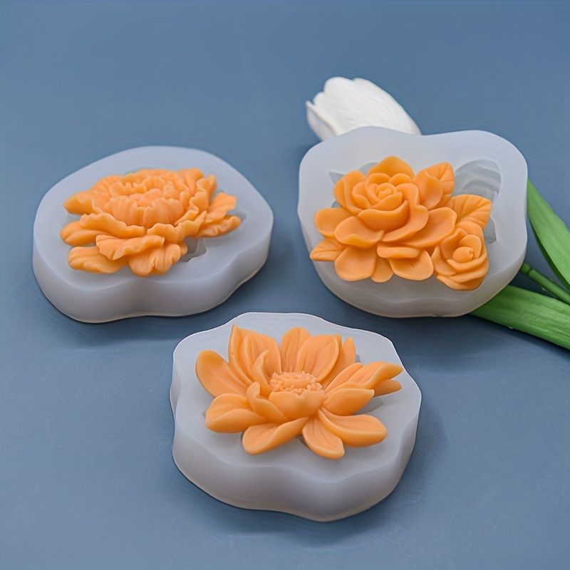 Flowers Silicone Mold Rose Peony Chocolate Mousse Ice Cream Mold Gel Drop  Aromatherapy Plaster Candle Mold