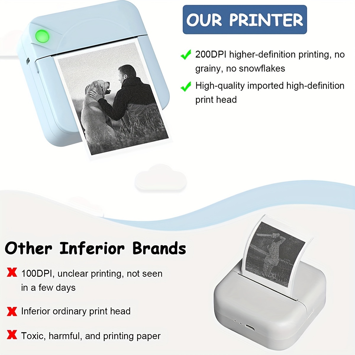 Smart Mini Imprimante Photo Multifonction Étiquette Photo - Temu Belgium