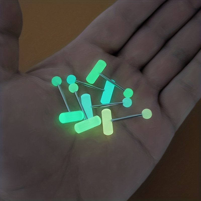 6pc Luminous Acrylic Tongue Stud Ring Set