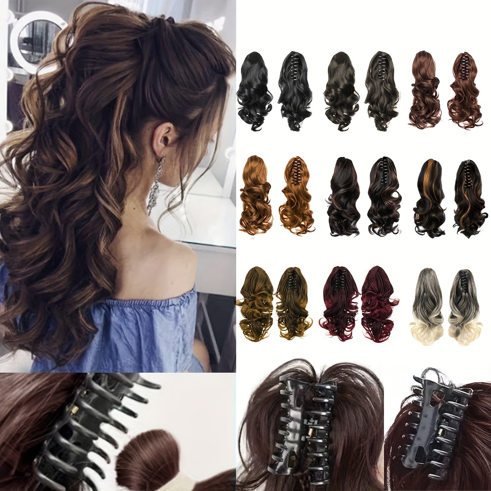 

Ponytail Extension Long Deep Wavy Hair Extensions Ponytail Extension Claw For Women Curly Hair Piece 10" Synthetic Pony Tail Hair Extensions Voluminous Curled Wavy Heat-resisting 1b# Hair Accessories