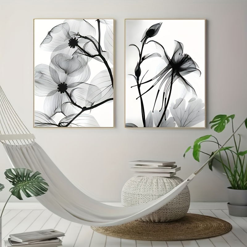 Framed Minimalist Style Canvas Paintings Black And White Art - Temu