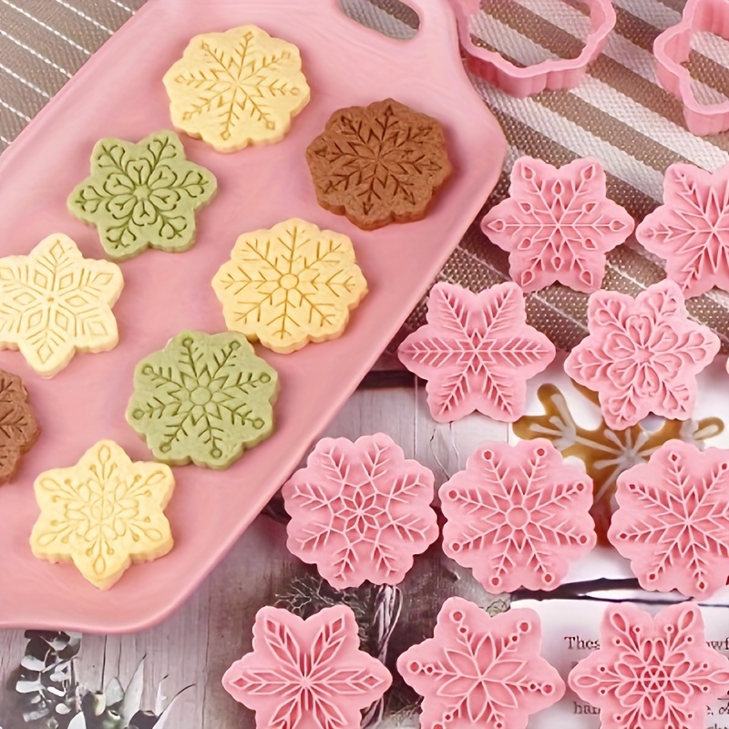Cake Tools 1 set Christmas Snowflake Fondant Cake Mold Fondant Cookie  Plunger Cutter Cookie Stamp Cookie Molds Cake Decorating