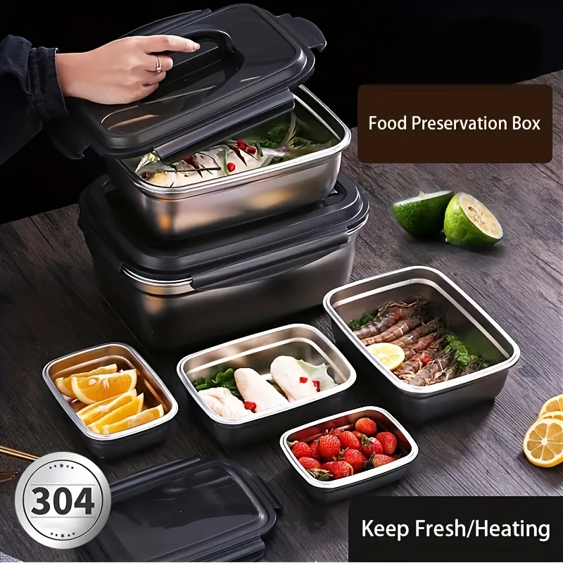 304 Food Grade Stainless Steel Fresh-keeping Storage Box Container