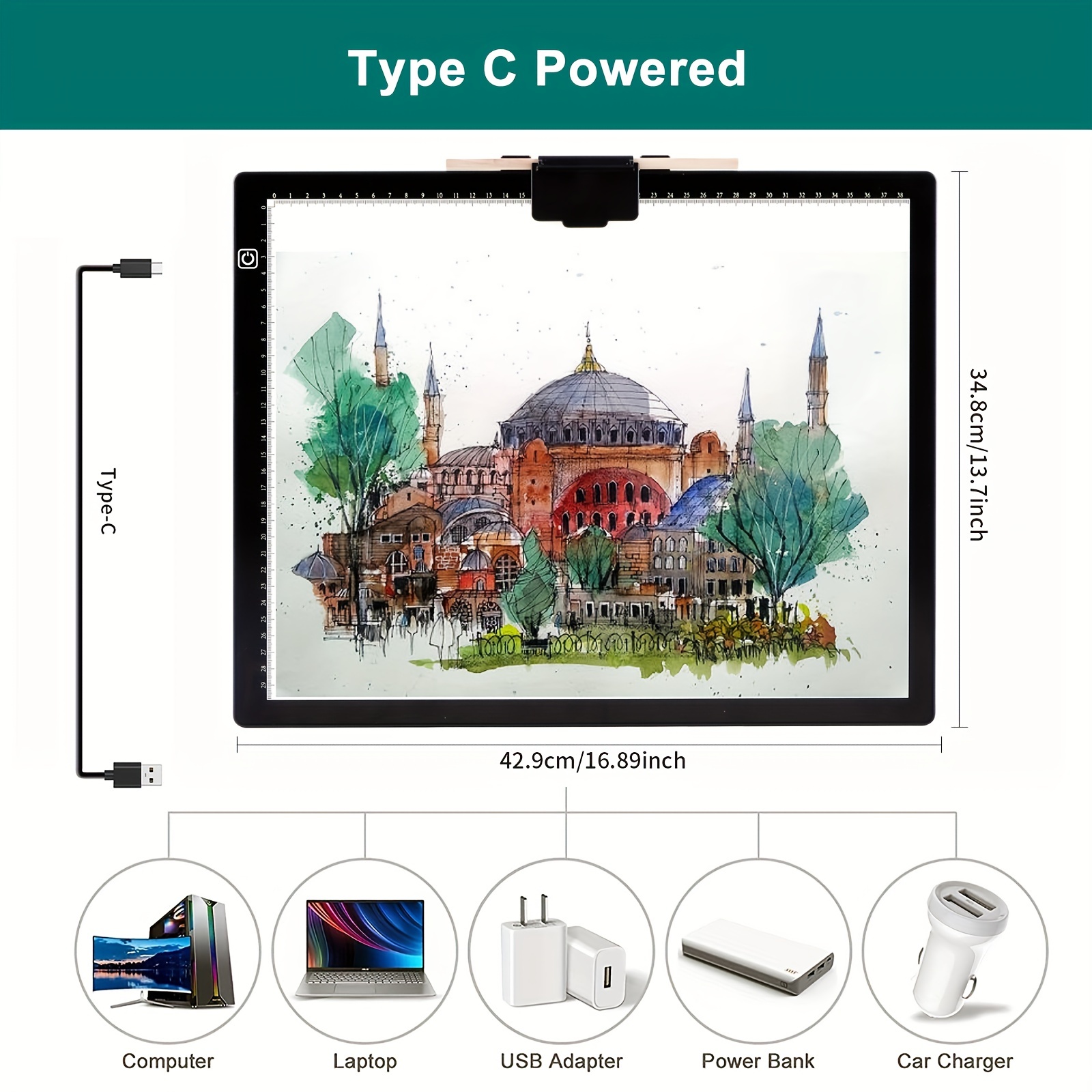 1pc A3 (15.74*12.99inch) Three Level Dimmable Led Drawing Board Light Pad  Drawing Board Pad Tracing Light Box Eye Protection Easier For Diamond Painti