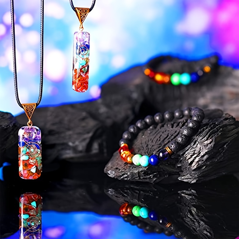 7 Chakra Fake Crystal Bracelet Necklace Women Men handmade - Temu